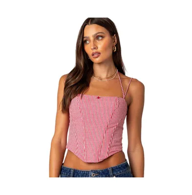 Women's Pippa Gingham Lace Up Corset Top