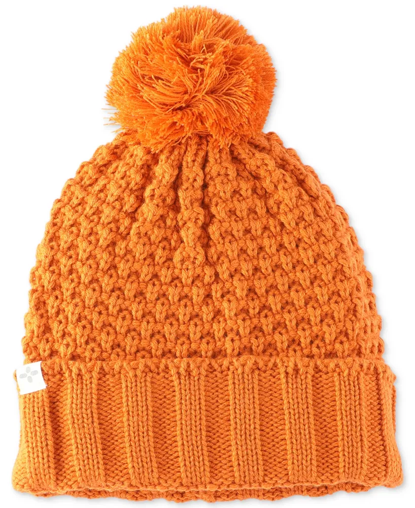 Sun + Stone Men's Textured-Knit Cuffed Pom-Pom Beanies, Created for Macy's