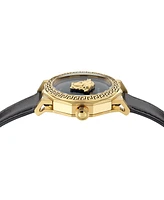 Versace Women's Swiss Medusa Deco Black Leather Strap Watch 38mm