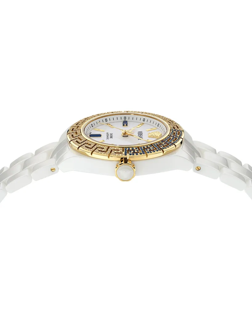 Versace Women's Swiss Automatic Dv One Diamond (1/2 ct. t.w.) White Ceramic Bracelet Watch 40mm