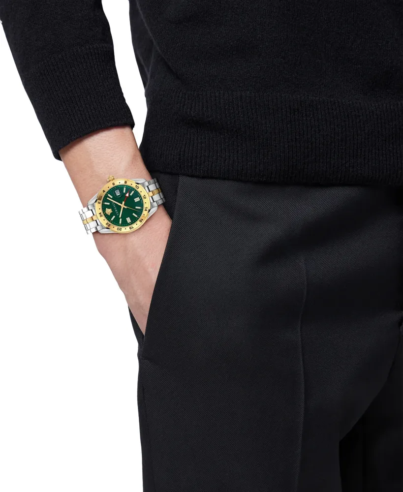 Versace Men's Swiss Greca Time Gmt Two-Tone Stainless Steel Bracelet Watch 41mm