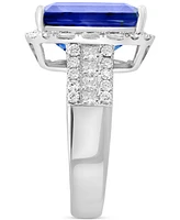 Effy Lab Grown Sapphire (7-5/8 ct. t.w.) & Lab Grown Diamond (1 ct. t.w.) Halo Statement Ring in 14k Gold