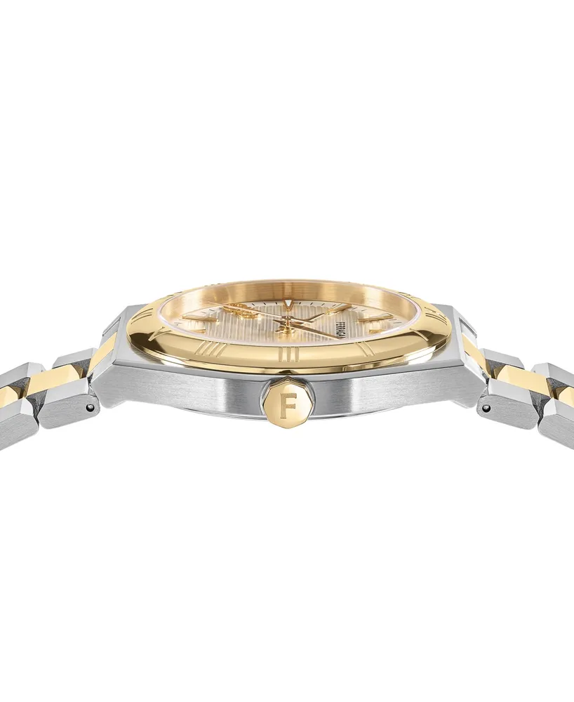 Salvatore Ferragamo Men's Swiss Vega Upper East Two-Tone Stainless Steel Bracelet Watch 40mm