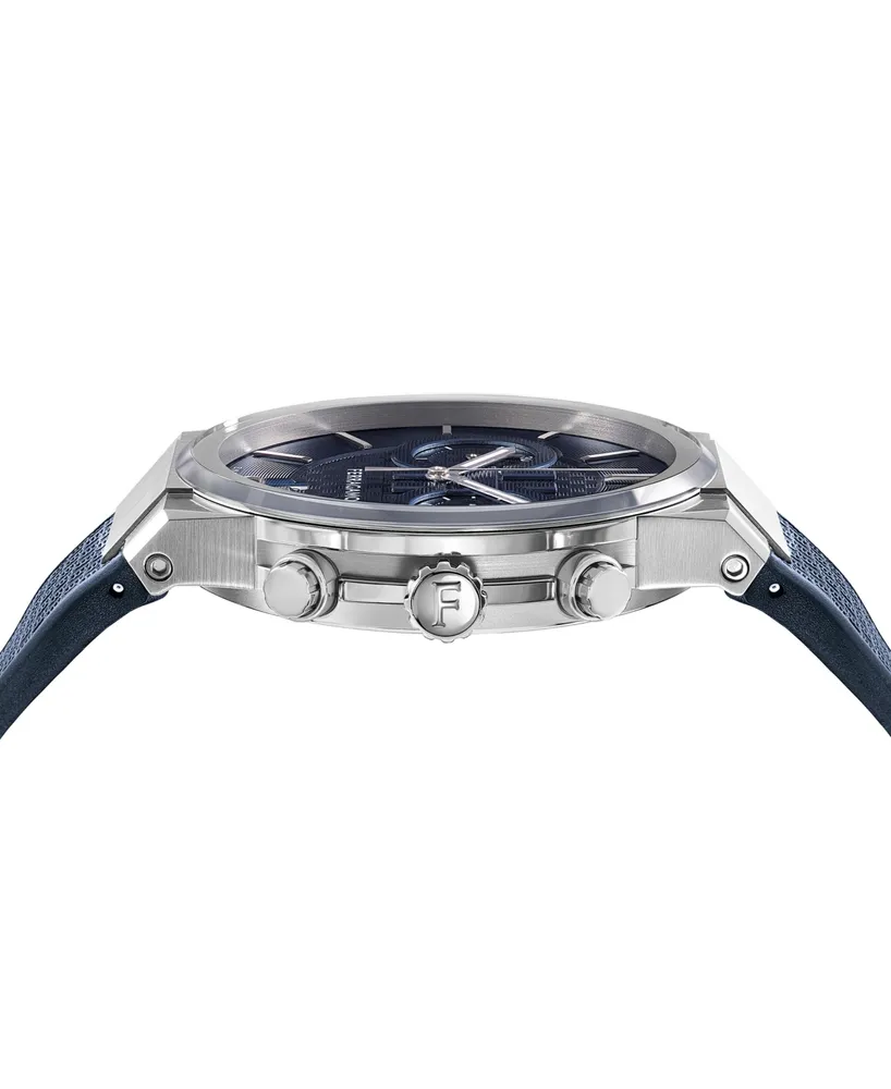 Salvatore Ferragamo Men's Swiss Chronograph Blue Silicone Strap Watch 41mm