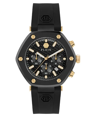 Philipp Plein Men's The Hexagon Chronograph Black Silicone Strap Watch 42mm