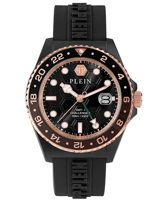 Philipp Plein Men's Gmt-i Challenger Black Silicone Strap Watch 44mm