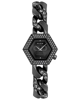 Philipp Plein Women's The Hexagon Black-Tone Stainless Steel Crystal Link Bracelet Watch 28mm