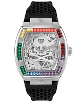 Philipp Plein Men's Automatic The Keleton Black Silicone Strap Watch 44mm