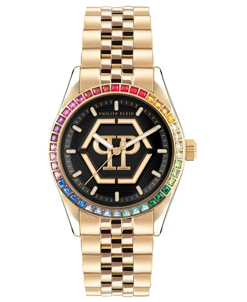 Philipp Plein Women's Date Superlative Gold-Tone Stainless Steel Bracelet Watch 38mm