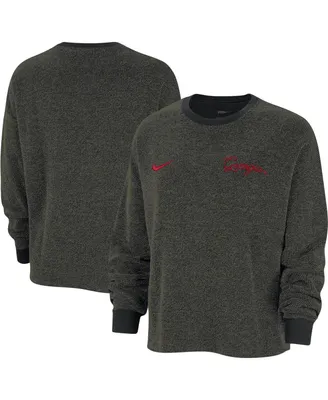 Women's Nike Black Georgia Bulldogs Yoga Script Pullover Sweatshirt