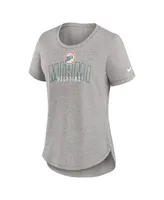 Women's Nike Heather Gray Miami Dolphins Fashion Tri-Blend T-shirt