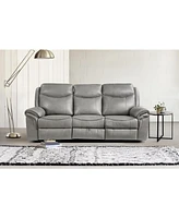 White Label Calico 89" Double Reclining Sofa with Center Drop-Down Cup Holders, Power Outlets