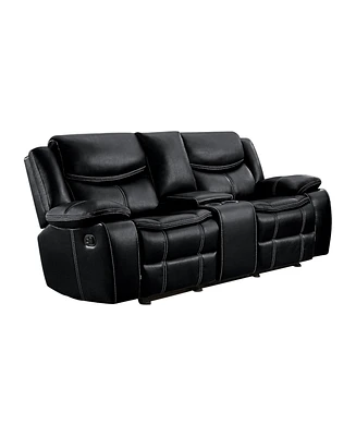 White Label Veloce 79" Double Glider Reclining Loveseat with Console