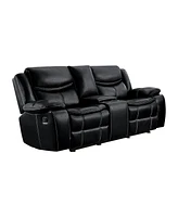 White Label Veloce 79" Double Glider Reclining Loveseat with Console