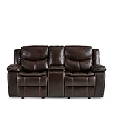 White Label Veloce 79" Double Glider Reclining Loveseat with Console