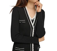 Karl Lagerfeld Paris Women's Lace-Trim Cardigan Sweater, Regular & Petite