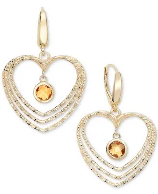 Citrine Orbital Triple Heart Drop Earrings (1-5/8 ct. t.w.) 14k Gold-Plated Sterling Silver (Also Garnet)