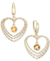 Citrine Orbital Triple Heart Drop Earrings (1-5/8 ct. t.w.) 14k Gold-Plated Sterling Silver (Also Garnet)