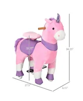 Qaba Ride On Real Walking Unicorn with Sparkly Horn, Soft Plush Ride On Rocking Horse Bearing 176lbs, Imaginative Interactive Toy for Kids, Unicorn Gi