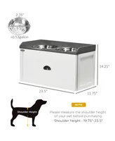 PawHut Large Elevated Dog Bowls with Storage Drawer Containing 21L Capacity, Raised Pet Feeding Station with 2 Stainless Steel Bowls