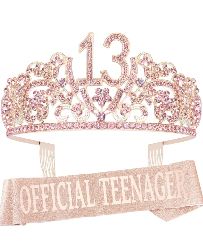 13th Birthday Sash and Tiara Set for Girls - Perfect Teenagers Party Celebration Gifts