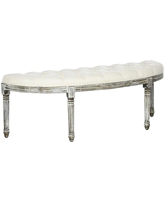 Homcom Vintage Semi-Circle Entryway Bench w/Tufted Upholste Fabric, Off