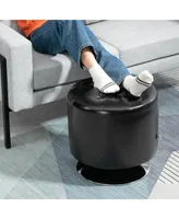 Homcom 360° Swivel Foot Stool Round Pu Ottoman with Thick Sponge Padding and Solid Steel Base