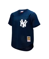 Men's Mitchell & Ness Rickey Henderson Navy New York Yankees Cooperstown Collection Mesh Batting Practice Button-Up Jersey