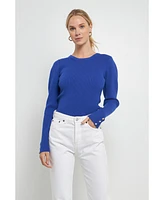 endless rose Women's Puff Sleeve Knit Top