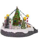 Kurt Adler 7" Battery-Operated Musical Led Ice Rink with Tree Table Piece