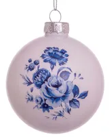 Kurt Adler 80mm Delft Shiny Glass Ball Ornaments, 6-Piece Set