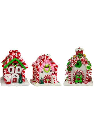 Kurt Adler 3.5" Battery-Operated Gingerbread Led Candy House, 3 Piece Set