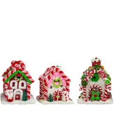 Kurt Adler 3.5" Battery-Operated Gingerbread Led Candy House, 3 Piece Set