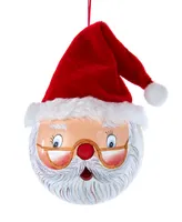 Kurt Adler 4" Glass Painted Santa Face Ball Ornament