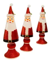 Kurt Adler 10-14" Wooden Santa Tree Table Pieces, 3 Piece Set