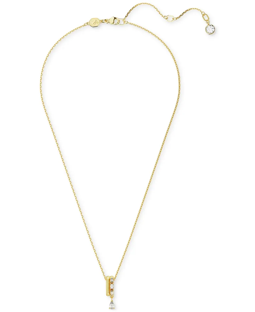 Swarovski Gold-Tone Crystal & Polished Bar Pendant Necklace, 15" + 2" extender