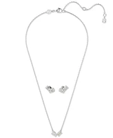 Swarovski Rhodium-Plated Mixed Crystal Pendant Necklace & Stud Earrings Set