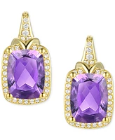 Amethyst (2-1/6 ct. t.w.) & Lab-Grown White Sapphire (1/4 Halo Stud Earrings 14k Gold-Plated Sterling Silver (Also Additional Gemstone