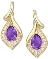 Amethyst (1-1/4 ct. t.w.) & Lab-Grown White Sapphire (1/4 Drop Earrings 14k Gold-Plated Sterling Silver (Also Blue Topaz O