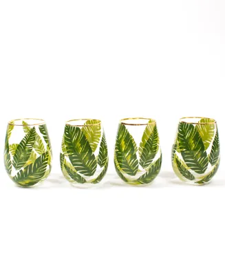 8 Oak Lane Botanical Stemless Wine Glasses, Set of 4