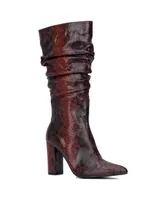 New York & Company Women's Earla- Metallic Ruched Knee-High Boots Tall