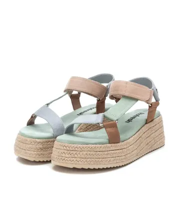 Women's Suede Strappy Sandals With Jute Platform By Xti