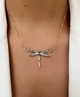 Le Vian Ombre Multi-Gemstone (7/8 ct. t.w.) & Diamond (1/5 ct. t.w.) Dragonfly 18" Pendant Necklace in 14k Gold