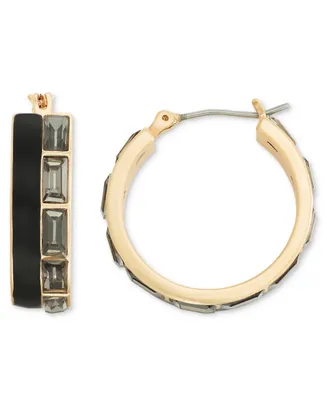 On 34th Gold-Tone Stone & Enamel Small Hoop Earrings, .85", Created for Macy's