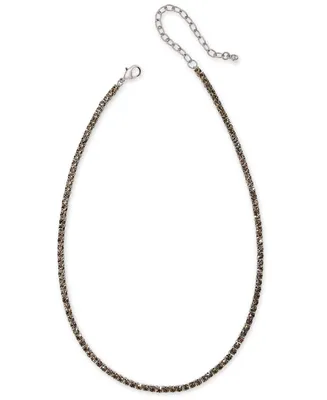 On 34th 3mm Crystal Station All-Around Tennis Necklace, 15" + 3" extender, Created for Macy's