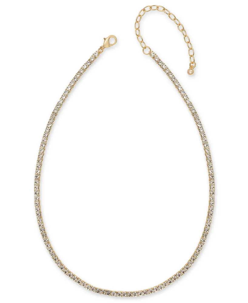 On 34th 3mm Crystal Station All-Around Tennis Necklace, 15" + 3" extender, Created for Macy's