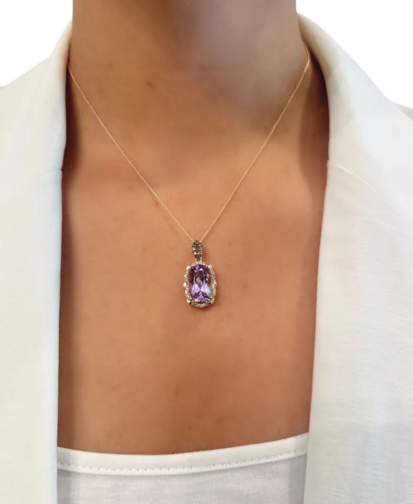 Le Vian Grape Amethyst (5-1/10 ct. t.w.) & Diamond (1/3 ct. t.w.) Pendant Necklace in 14k Rose Gold, 18" + 2" extender