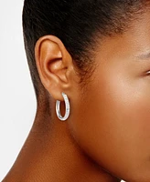 2-Pc. Set Crystal Pave Oval & Round Hoop Earrings
