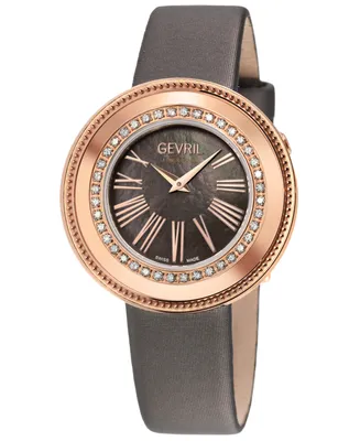 Gevril Women's Gandria Bronze Gray Leather Watch 36mm
