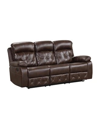 Furniture of America Wallace 84" Faux Leather Manual Recliner Sofa